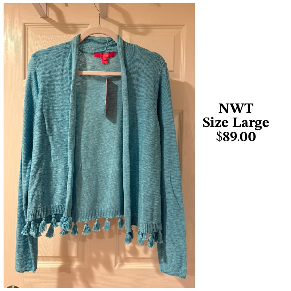 Lilly Pulitzer Blue Cardigan with Tassels